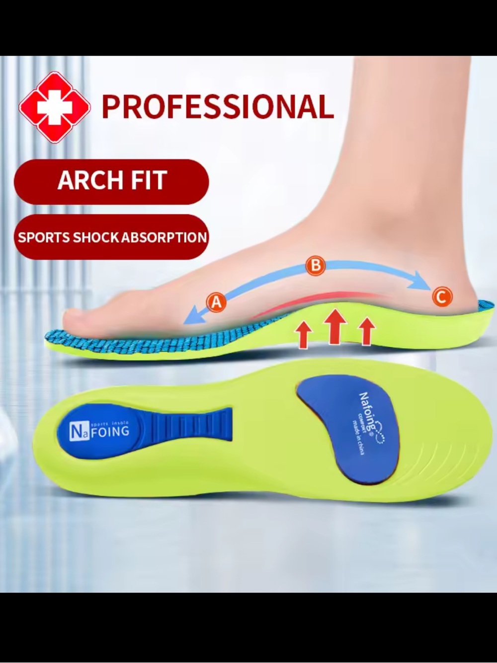 Women's Arch Support Sandal Insoles - Lime Green with Blue Accents